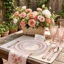 102PCS Rose Gold Plastic Plates - Clear Rose Gold Disposable Plates - Elegant Hammered Plate Includes 51 PCS 7.5inch Dessert & 51PCS 10.25inch Dinner Plates for Wedding Party Mothers Day