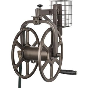 Liberty GARDEN 712 Single Arm Navigator Multi-Directional Garden Hose Reel, Holds 125-Feet of, 5/8-Inch, Bronze