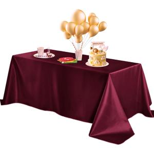Horbaunal Burgundy Satin Tablecloth 60 x 120 Inches Rectangle Table Cloth Bright Silky Table Cover Overlay Dining Tablecloths for Wedding Party Banquets