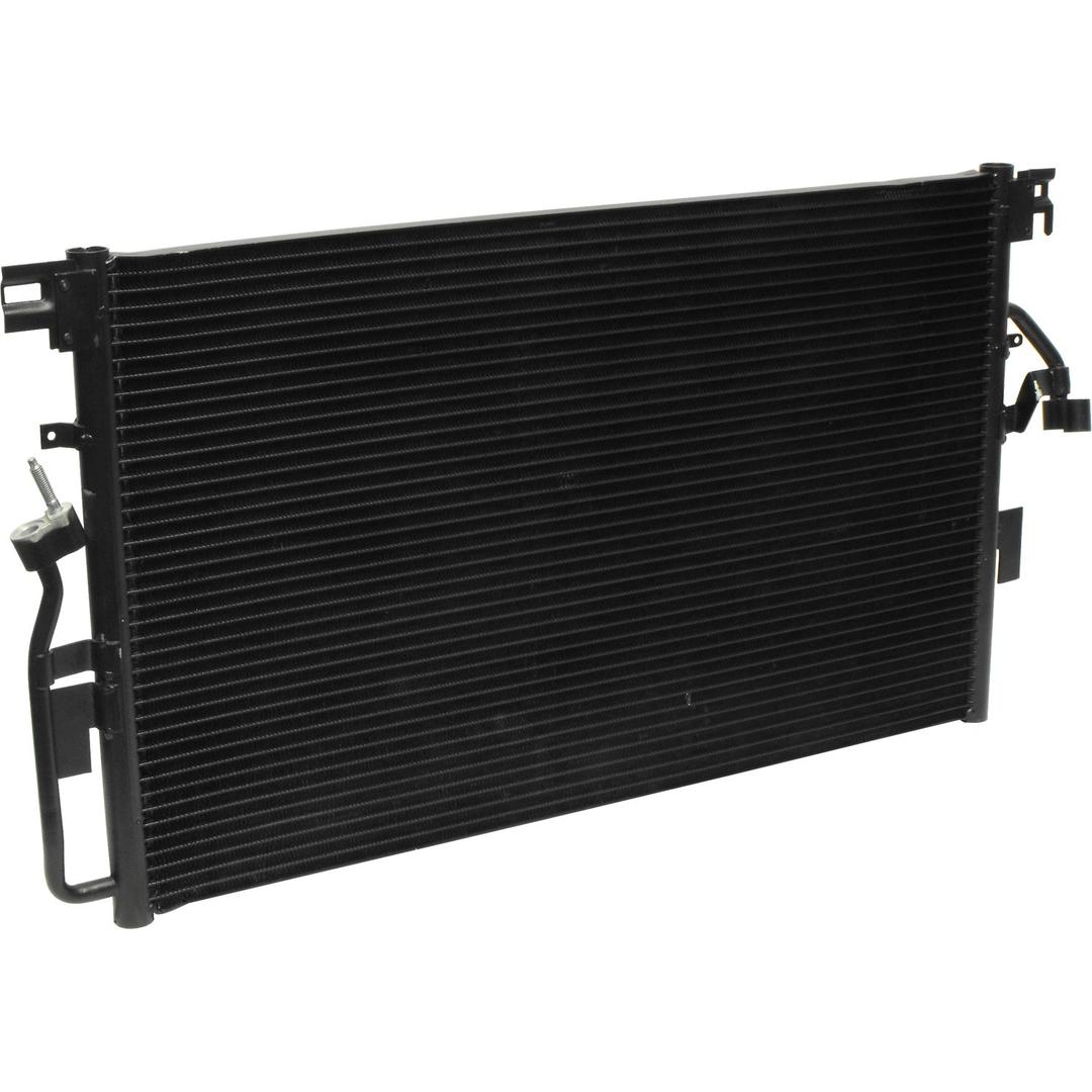 Automotive a/c condenser designed primarily as an exact original equipment replacement for the 2004-2007 Saturn VUE