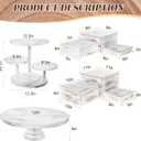 Lallisa 4 Tier Round Cupcake Tower Stand Set of 8 Wood Cake Stand with Tiered Tray Decoration Wooden Display Risers Rustic Buffet Serving Stands for Farmhouse Decorations Wedding Tea Party (White)