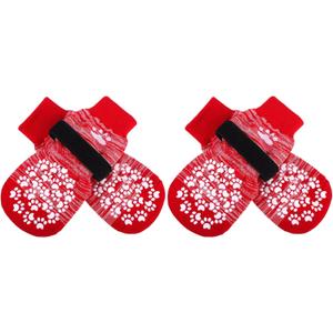 EXPAWLORER Anti Slip Dog Socks, Red, Medium, 4 Count, Fabric, Elastic Band, Dog, Paw Protection, Indoor & Outdoor