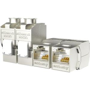 5-Pack RJ45 CAT 7 Tool-Less STP Shielded Keystone Jack, AMPCOM Self-Locking Cat7 Keystone Zinc Alloy Module Adapter No Punch-Down Tool Required Coupler for Wall Plate