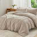 Andency Queen Comforter Set Khaki, 3 Pieces Boho Tufted Lightweight Fall Bedding Comforter Set for Queen Bed, Soft Fluffy Bed Comforter Tan (90x90In Comforter & 2 Pillowcases)