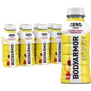 BODYARMOR ZERO Sugar Cherry Berry Lemonade Electrolyte Drink, Natural Flavors, 12 Fl Oz Bottles (8 Pack), B Vitamins & Antioxidants Sugar Free Hydration (EXP 09/24/26)