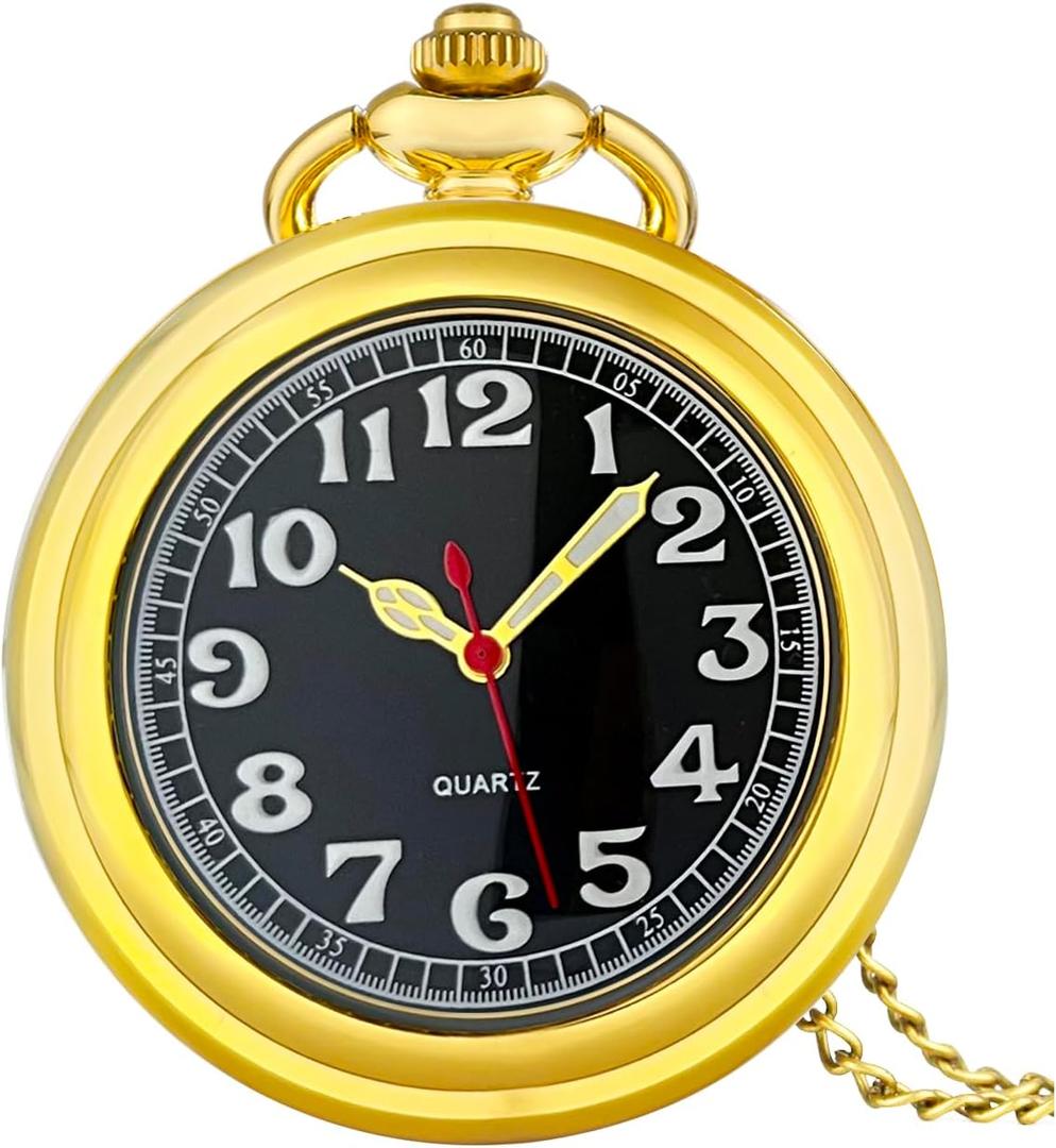 Vintage Pocket Watches for Men Womens Pocket Watch with Chain | Retro analog quartz pocket watch with chain & necklace, Accurate timekeeping, Gift box packed, Ideal gift for dad mom him her