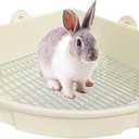kathson Large Rabbit Litter Box Bunny Corner Toilet Box Potty Trainer Bigger Pet Pan Small Animal Cage Toilet Bedding Box Fanshaped for Adult Guinea Pigs Chinchilla Ferret Galesaur (White)