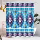 SASTYBALE Boho Farmhouse Shower Curtain, Water Resistant Vintage Fabric Bathroom Curtains, Machine Washable Country Abstract Style for Bathtub Decor with 12 Hooks, 72x72 Inch