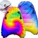 JAMBO 2 Pack Inflatable Surf Body Boards with Handles for Water Slides, Boogie Boards for Beach, Pool, Lake & Slip Slides, Lightweight Floating Water Toys for Kids & Adults (Tie Dye AND Color Spiked DOUBLE PACK)