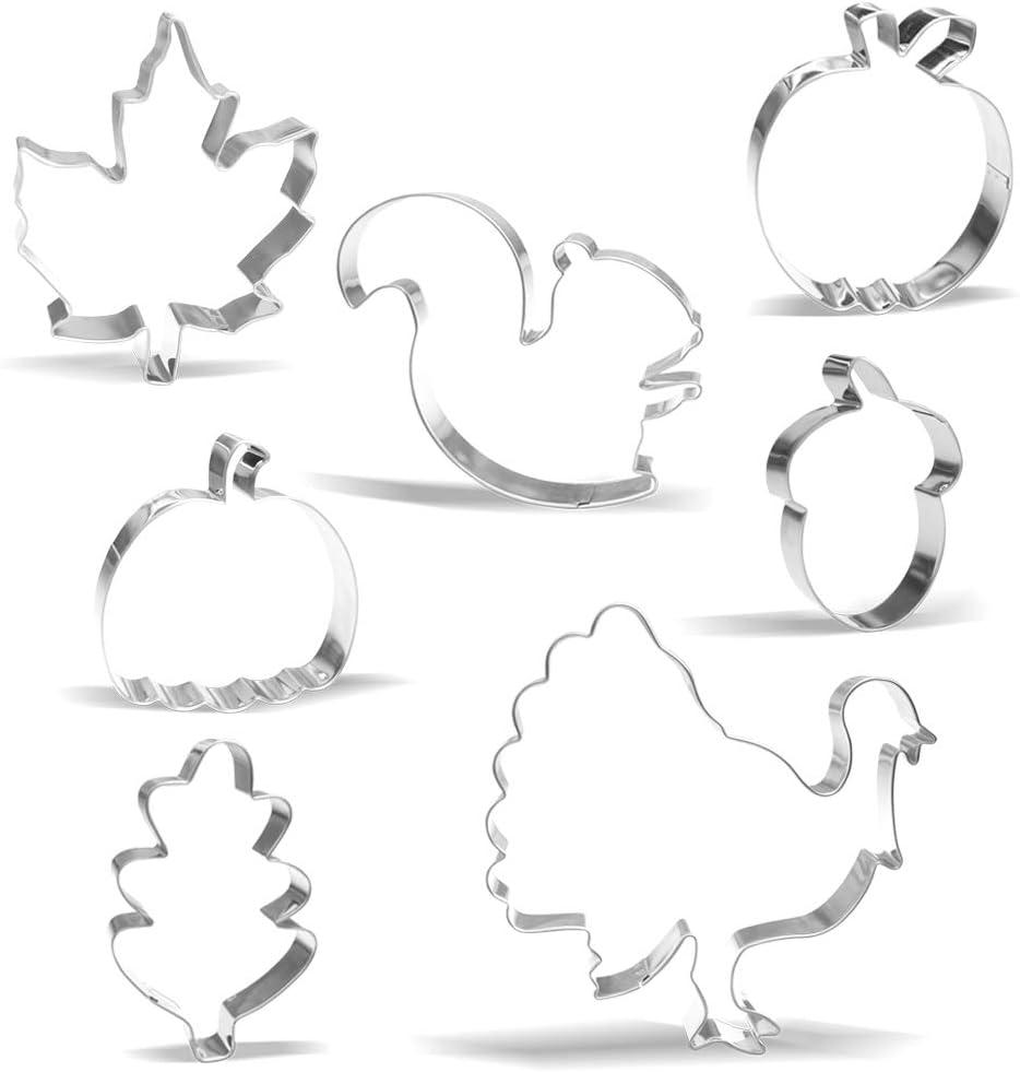 2 x Large Fall Thanksgiving Cookie Cutter Set - 7 Piece - Stainless Steel