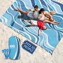 Everlasting Comfort Large Beach Blanket Waterproof & Sandproof - 128 x 108 /10.7ft x 9ft - Lightweight Picnic Mat, Camping Necessities for 10 People - Accessories for Outdoor Festivals - Blue