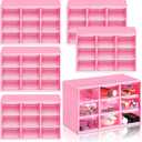 Amyhill 6 Pcs Mini Drawer Organizer Small Organizer with 9 Drawers Plastic Desktop Craft Storage Box for Office Home Room Jewelry Cosmetics Collection(Rose Red)