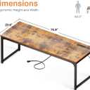Coleshome 71 Inch Computer Desk with USB Ports, Large Office Desk, Long Study Student Writing Desk, Rustic Brown