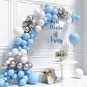 HOUSE OF PARTY Baby Blue White, Silver Balloon Arch Kit - Balloon Garland for Baby Shower Birthday Wedding Graduation Party Decorations