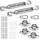 SUNNY GUARD Sun Shade Sail 316 Stainless Steel Hardware Kit 6 Inch for Rectangle Shade Sail Installation for Backyard Yard Deck Patio Garden