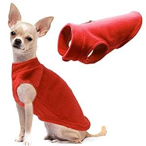 Dog Fleece Vest Soft Winter Jacket Sweater with D-Ring Leash Cold Weather Coat Hoodie for Dogs, Red, Large