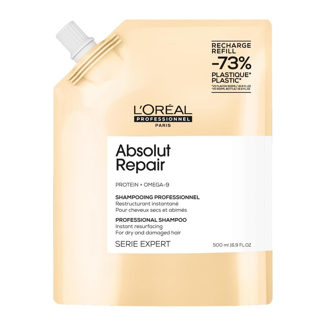 L'Oréal Professionnel Paris Absolut Repair Shampoo – Nourishing Protein Shampoo For Dry, Damaged Hair, Repairs Damage and Provides Shine, 16.9 Fl Oz Refill