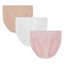 Vanity Fair Women's Illumination Hi Cut Panties, Silky Stretch & Satin Trim, Size 8, 3 Pack - White/Quartz/Beige