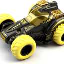 Friction Powered Flip Stunt Car, Push and Go Toy Car with 360 Upright Spin, Dual-Sided Rotating Off-Road Vehicle, No Batteries Required, Toy Car for Boys & Girls Ages 3 (Yellow)