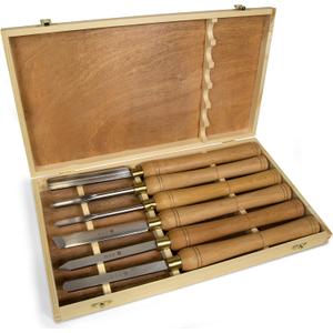 WEN CH11 6-Piece Artisan Chisel Set with 6-Inch High-Speed Steel Blades and 10-Inch England Beech Handles