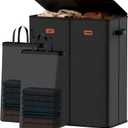 150L Double Laundry Hamper With Lid, Large Clothes Hampers with Removable Bag, Laundry Hamper 2 Section for Bathroom, Bedroom, Laundry Room, Dorm, Black