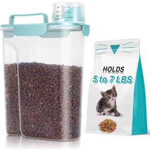 TBMax Dog Food Storage Container 5-7 lbs, Airtight Cat Food Container with Large Spout & Measuring Cup, Pet Food Storage Dispenser for Kibble Storage, Dog Treat Bird Seed Container -Light Blue (6 Qt)