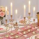 Ziliny 6 Pcs Christmas Bow Taper Candle Holders, 3 Size Gold Christmas Candlestick Holders, Xmas Candle Holder Vintage Decorative for Table Centerpiece Mantel Decor Holiday Housewarming Gifts