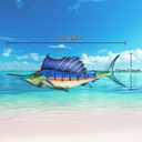 LIFFY Metal Fish Wall Art,36" Large Sailfish Wall Decor with Led Lights,Indoor Outdoor Mounted Tropical Swordfish Hanging Decorations for Home Living Room Bedroom Garden Patio
