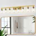DIKAIDA 8 Light Gold Vanity Lights Over Mirror, 52inch Gold Bathroom Light Fixtures Modern Vanity Lights Gold Bathroom Wall Lighting for Mirror Bedroom,Living Room