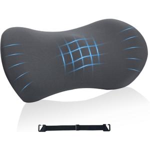 Lumbar Support Pillow for Office Chair and Car Seat, Lumbar Pillow with Adjustable Strap, Memory Foam Back Pillow for Lower Back Pain Relief, Back Support Pillow for Sitting, Driving, Traveling, 18.5*9.5*5.5 inches