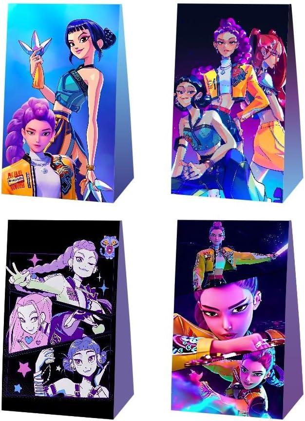 YEEFIGRO 12pcs Demon Movie Hunters Birthday Party Gift Bags Goodie Bags,Demon Movie Hunters Party Supplies for Kids Birthday Decorations