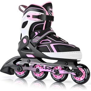 2PM SPORTS Torinx Green Boys Adjustable Inline Skates, Fun Beginner Roller Skates for Kids, Youth, Girls, Men and Women (Medium - Big Kid (1-4 US), Purple)