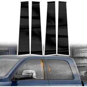 Door Pillar Posts Trim, Door Window Outer Post Panel Covers fit for Dodge Ram 1500 2500 3500 2009-2018,Door Pillar Moldings Covers, Anti Scratches Glossy Black 4PCS