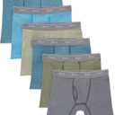 Hanes Boys' Originals Boxer Briefs, Stretch Cotton Underwear, Assorted, 6-Pack (Medium, Tan/Blue Oasis/Cargo Olive/Grey - 6 Pack)
