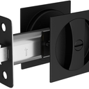 Matte Black Pocket Door Lock, Zinc Alloy Black Pocket Door Hardware Pocket Door Handles Square Pocket Door Locks for Bathroom for Closet Door Lock- 1 Pack