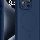 Miracase Magnetic for iPhone 15 Pro Case, [Soft Anti-Scratch Microfiber Lining], Compatible with MagSafe, Liquid Silicone Shockproof Drop Protection Phone Case for 15 Pro, Dark Blue