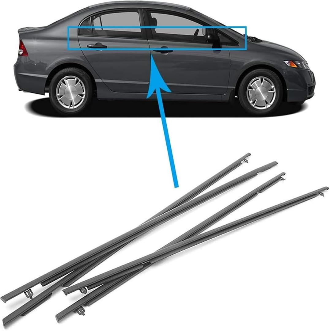 labwork 4 x Car Outside Window Moulding Weatherstrip Seal Belt Replacement for Civic 2006-2011 72450-SNA-A01 72410-SNA-A01 72950-SNA-A01 72910-SNA-A01