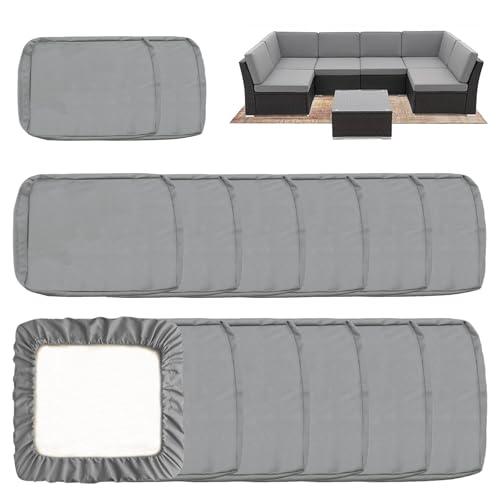 Sqodok Outdoor Cushion Covers 14Pcs Patio Cushion Slipcovers, Replacement Waterproof for 6-Seaters Sofa, Outdoor Furniture Cushion Slipcovers Set Seat and Back, Covers Only, Dark Red (25"Lx25"Wx4"H)