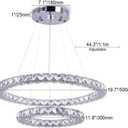 LED Chandelier Modern Contemporary 2 Rings Pendant Light Adjustable Stainless Steel Crystal Ceiling Lighting Fixture for Bedroom Living Room Dining Room (Warm White), 19.7" x 11.8"