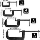 WILLBOND 4 Pcs C Clamps Set 3'' 4'' 6'' 8'' Small Steel Versatile Heavy Duty Welding Clamps Set Jaw Opening Sliding T Bar Handle for DIY Carpentry Caliper Woodworking Welding Building(Black)