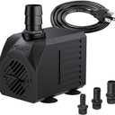 Submersible Water Fountain Pump: 550GPH 30W Small Pond Pump for Outdoor | Backyard | Statuary | Hydroponics | Waterfall | Garden | Aquarium | Fish Tank | Black