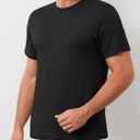 ZDC Mens Short Sleeve Shirts Summer Casual Crew Neck T Shirts Classic Basic Tee (Black, L)