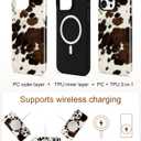 Compatible with MagSafe Cow Phone Case for iPhone 16, Cute Magnetic Animal Print Pattern Aesthetic Design Soft TPU and Hard PC Protective Phone Cover for Women Men Girls Boys - Brown