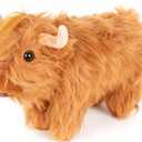 TICHA 12- Cow Christmas Highland Cow Stuffed Animal Plush Toy, Soft Fluffy Scottish Cattle Plush Pillow, Realistic Highland Cow Decor, Home Decor, Couch Pillow