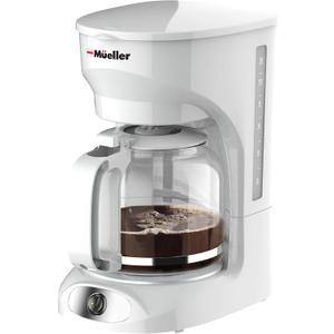 MUELLER HOME 12-Cup White Coffee Maker - Borosilicate Carafe, Auto-Off, Reusable Filter, Anti-Drip, Keep-Warm Function, Clear Water Level Window, White Kitchen Accessories