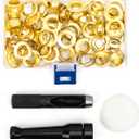 ZONGLAN Grommet Tool Kit, 50 Sets 1/2 Inch Heavy Duty Rustproof Brass Eyelets Kit with Setting Tool and Storage for Fabric Leather Curtains