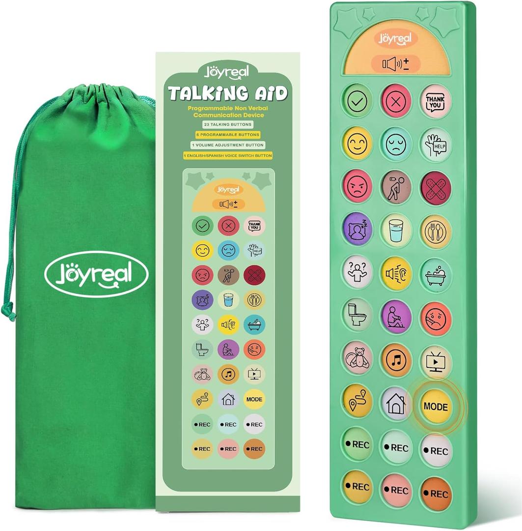 Joyreal AAC Device for Autism, Non Verbal Communication Tools for Speech Therapy&Stroke Rehab. Autism Talking Aids with 6 Programmable Buttons & Adjustable Volume for Kids&Adults(EN/ES Voice Switch)