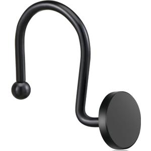 ZESLMG Shower Curtain Hooks, Black Shower Curtain Rings Rustproof Metal Round Decorative Shower Hooks Rings for Bathroom Shower Rods Curtains, Set of 12 Heavy Duty Solid Hooks