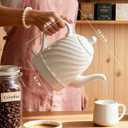 Ceramic Electric Kettle - 50oz electric tea kettle, 1500W Fast rapid boil, Cordless LED Indicator, Auto Shut-Off & Boil Dry Protection,Hot Water Boiler For Coffee & Tea,White
