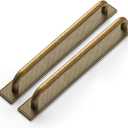 2 Pack Antique Brass Cabinet Pulls with Backplate, Solid Zinc Alloy 7.6'' Hole Centers Drawer Handles, Vintage Style Hardware for Bedroom, Kitchen Cupboard